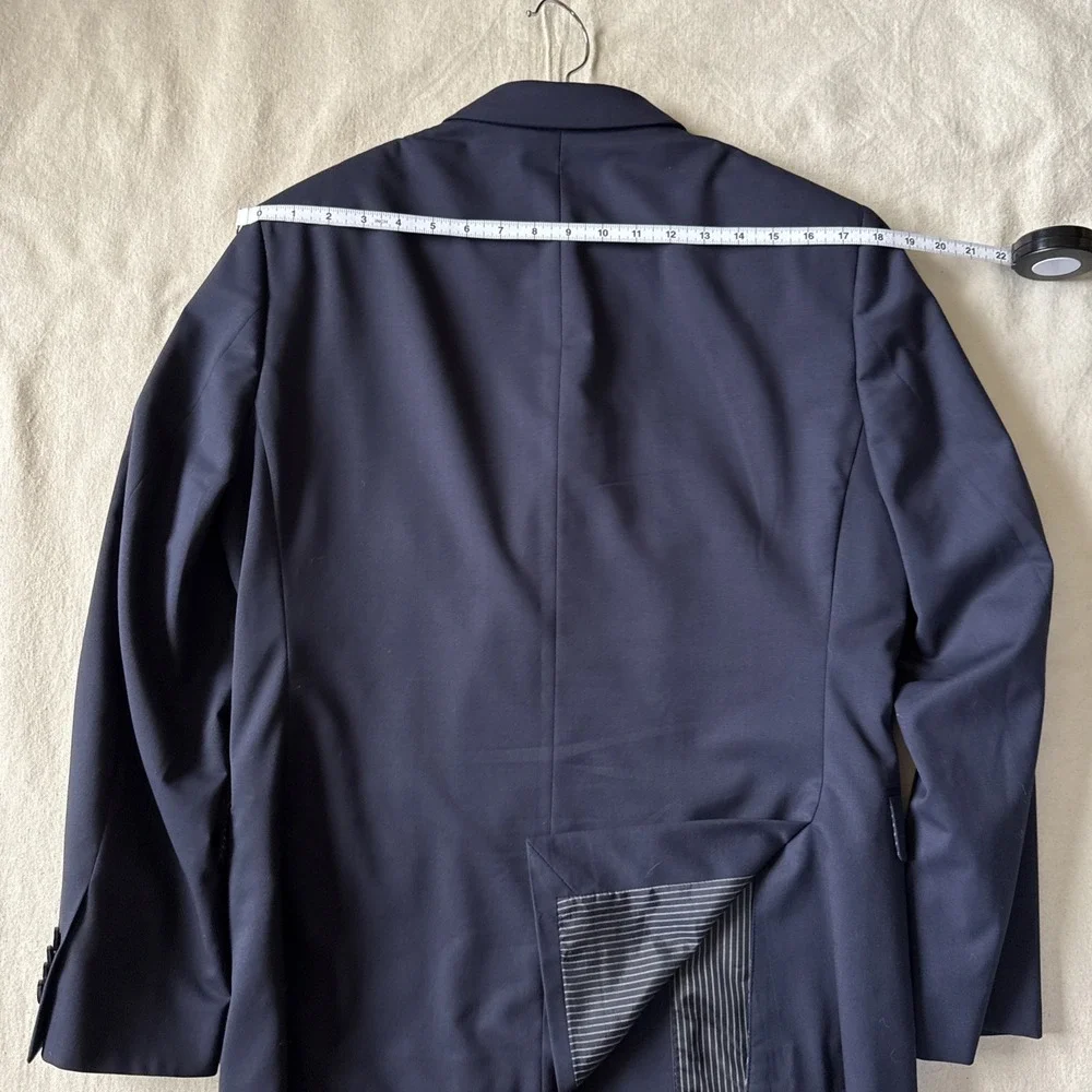 Banana Republic Double Breasted 40S Navy Blue Marzotto Wool Slim Blazer